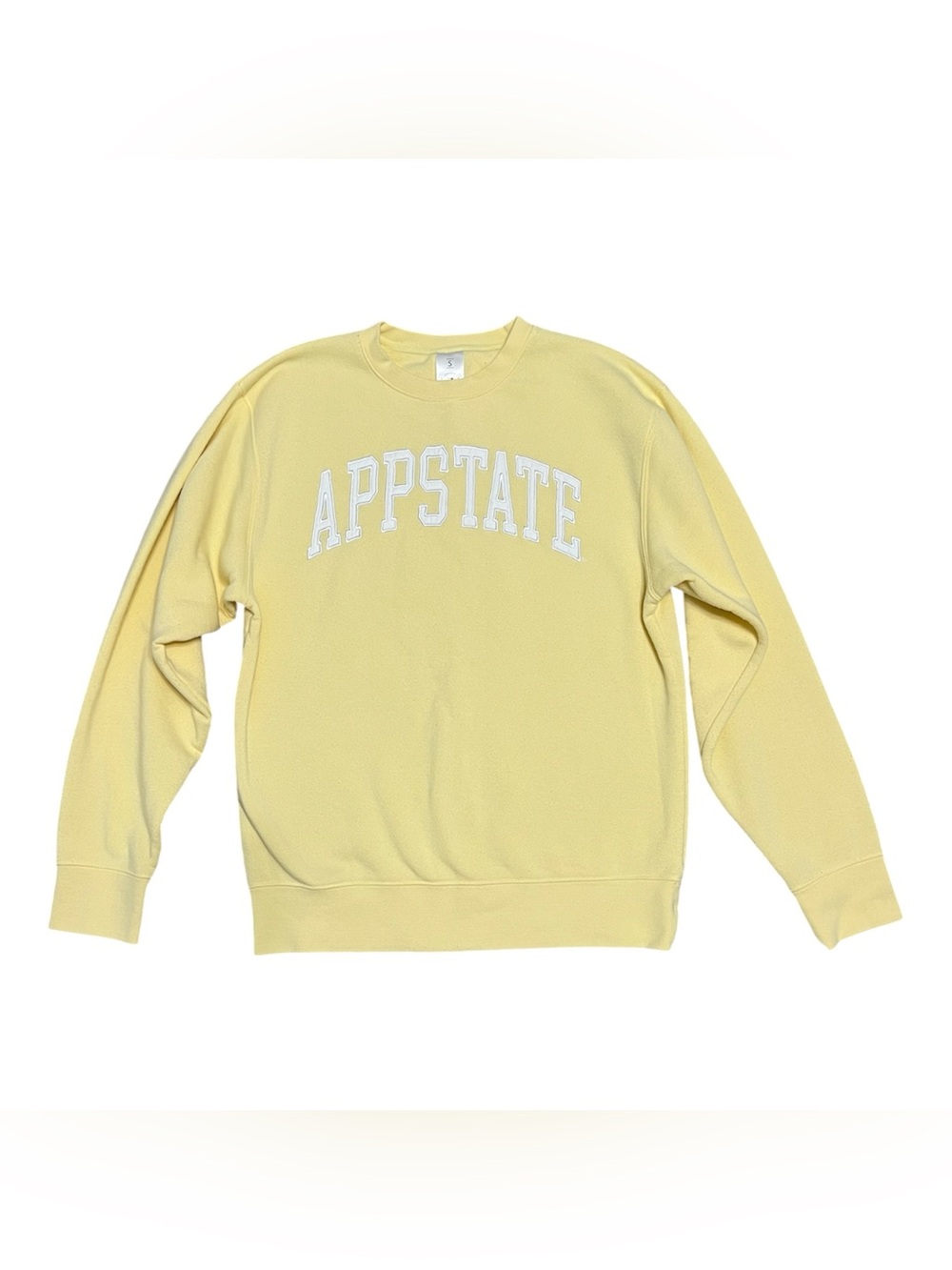 COLLEGIATE CREW NECK SWEATSHIRT “APP STATE” in yellow cotton blend soft SMALL